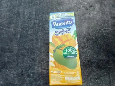 Central Java Indonesia, 29 October 2024: Buavita fruit juice drink packaging. Foto stock