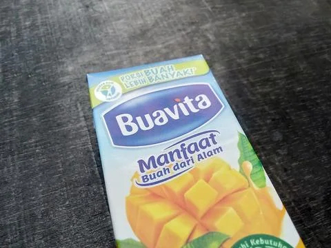 Central Java Indonesia, 29 October 2024: Buavita fruit juice drink packaging. Фото