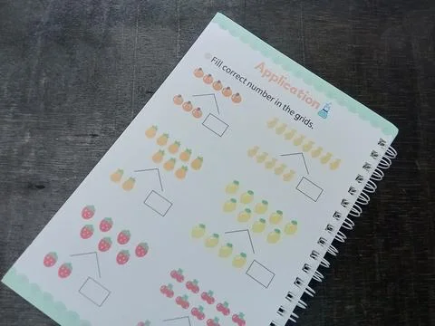 Central Java Indonesia 30 July 2024: practice copybook pages for preschools Stock-Fotos