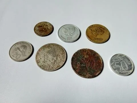Central Java Indonesia 31 October 2024: Antique Coin Collection Fotos Stock