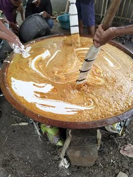 Central Java Indonesia 4 June 2026: Villagers work together to make traditional Stock Photos