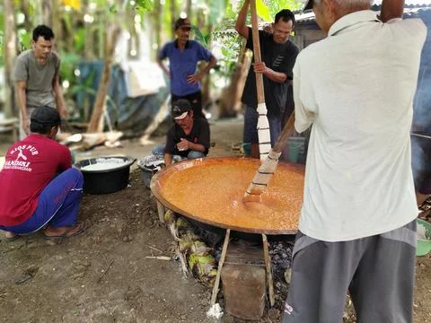 Central Java Indonesia 4 June 2026: Villagers work together to make traditional Stock Photos