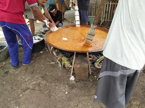 Central Java Indonesia 4 June 2026: Villagers work together to make traditional Stock Photos