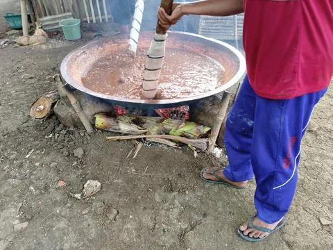 Central Java Indonesia 4 June 2026: Villagers work together to make traditional Stock Photos