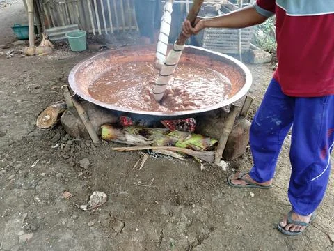 Central Java Indonesia 4 June 2026: Villagers work together to make traditional Stock Photos
