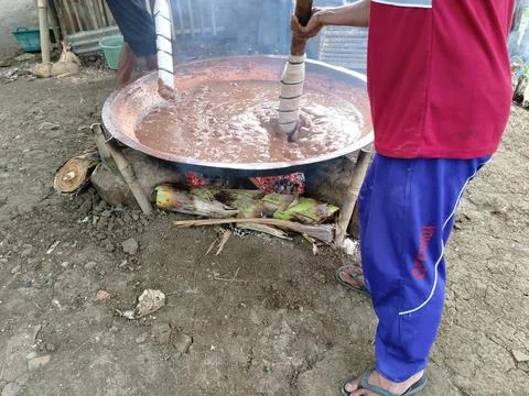 Central Java Indonesia 4 June 2026: Villagers work together to make traditional Stock Photos