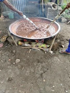 Central Java Indonesia 4 June 2026: Villagers work together to make traditional Stock Photos