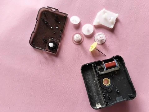 Central Java Indonesia 5 March 2026: Internal components of a quartz wall clock  Stock Photos