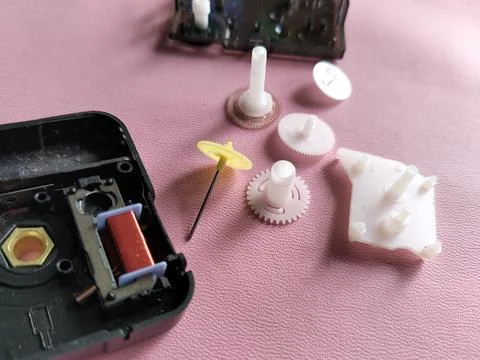Central Java Indonesia 5 March 2026: Internal components of a quartz wall clock  Stock Photos