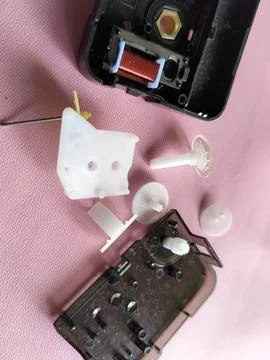 Central Java Indonesia 5 March 2026: Internal components of a quartz wall clock  Stock Photos