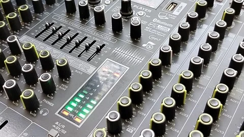 Central Java Indonesia 5 September 2026: Pro mixer control panel with various in Stock Footage 345162867