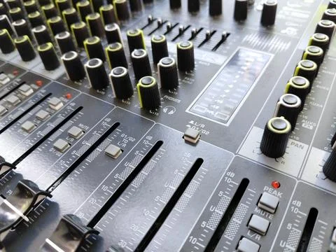 Central Java Indonesia 5 September 2026: Pro mixer control panel Stock-Fotos
