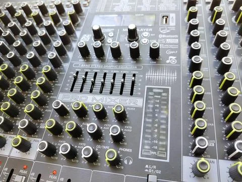 Central Java Indonesia 5 September 2026: Pro mixer control panel Stock Photos