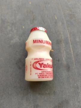 Central Java Indonesia 6 July 2026: Close-up of a Yakult fermented milk beverage Stock-Fotos