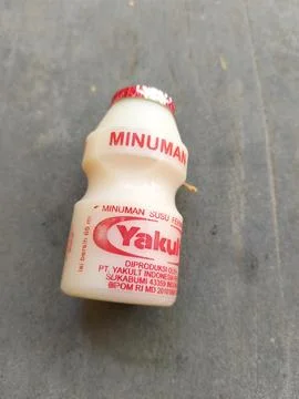 Central Java Indonesia 6 July 2026: Close-up of a Yakult fermented milk beverage Stock-Fotos