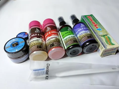 Central Java Indonesia 6 May 2026: Hajj and Umrah bathing kit with non-alcohol a 写真素材