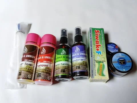 Central Java Indonesia 6 May 2026: Hajj and Umrah bathing kit with non-alcohol a 写真素材