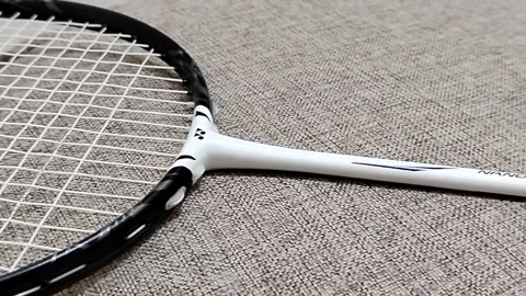 Central Java Indonesia 6 September 2026: A close-up view of a Yonex badminton ra Stock Footage 345073709