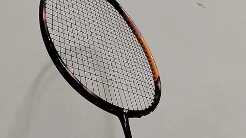 Central Java Indonesia 6 September 2026: A close-up view of a Yonex badminton ra Vídeos de archivo 345073727