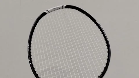 Central Java Indonesia 6 September 2026: A close-up view of a Yonex badminton ra Vídeos de archivo 345073731