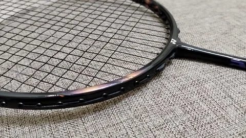 Central Java Indonesia 6 September 2026: A close-up view of a Yonex badminton ra Vídeos de archivo 345073736