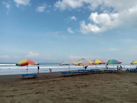 Central Java Indonesia 7 July 2024: Vibes at jetis beach Cilacap. tourism theme Stock Photos