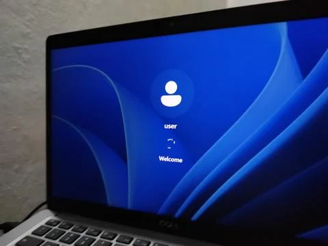 Central Java Indonesia 7 July 2026: A laptop at night with a glowing display rep 库存照片
