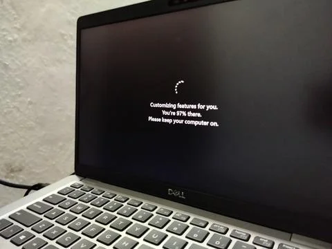 Central Java Indonesia 7 July 2026: A laptop at night with a glowing display rep 库存照片