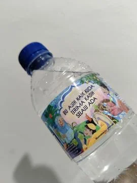 Central Java Indonesia 8 July 2026: Editorial image featuring an AQUA water Stock-Fotos