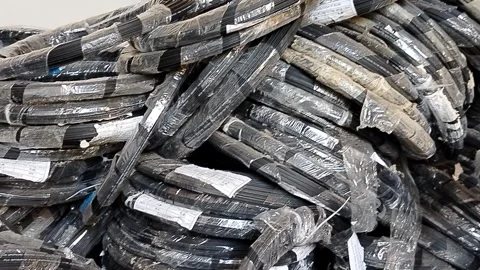 Central Java Indonesia 8 June 2026: Stacked fiber optic cables used for internet Stock Footage 336975272