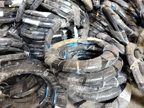 Central Java Indonesia 8 June 2026: Stacked fiber optic cables used for internet Stock Photos