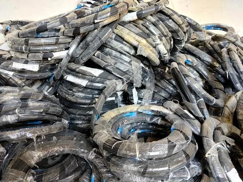 Central Java Indonesia 8 June 2026: Stacked fiber optic cables used for internet Stock Photos