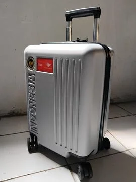 Central Java Indonesia 8 may 2026: Official Indonesian Hajj suitcase 2026 for p Stock Photos