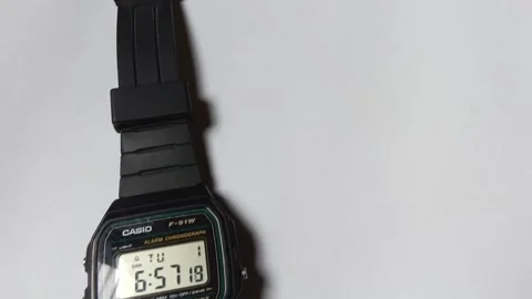 Central Java Indonesia April 1, 2025: Casio F 91w watch Stock Footage 305565595