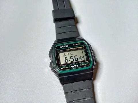 Central Java Indonesia April 1, 2025: Casio F 91w watch Фото