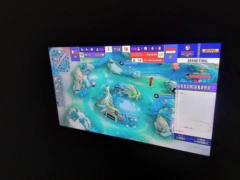 Central Java Indonesia April 13, 2025: Watching live streaming on TV, e-sports  Stock Photos