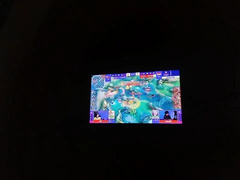Central Java Indonesia April 13, 2025: Watching live streaming on TV, e-sports  Stock Photos