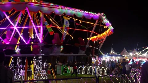 Central Java, Indonesia. April 15,2024: The glittering night market Stock Footage 274828754