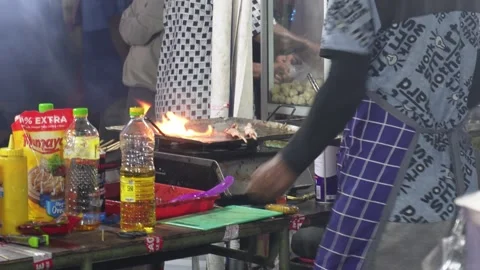 Central Java, Indonesia. April 15,2024: Street food sellers are grilling 動画素材 274829208