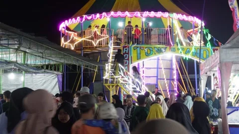 Central Java, Indonesia. April 15,2024: The atmosphere of visitors crammed Stock Footage 274829715