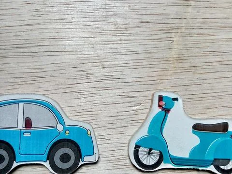 Central Java Indonesia April 17 2024 : toy car and motorbike characters  Stockfoto's