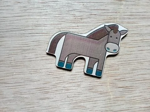 Central Java Indonesia April 17 2024: children's puzzle, horse animal characters Stockfoto's