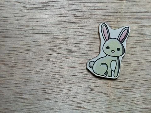 Central Java Indonesia April 17 2024 : Rabbit animal character toy on a wooden  Foto stock