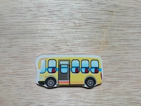 Central Java Indonesia April 17 2024: children's puzzle about Bus vehicle charac Stock-Fotos
