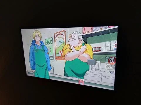 Central Java Indonesia April 27, 2025: watching on tv anime Sakamoto days. Foto stock