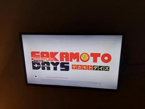 Central Java Indonesia April 27, 2025: watching on tv anime Sakamoto days. Stock Photos