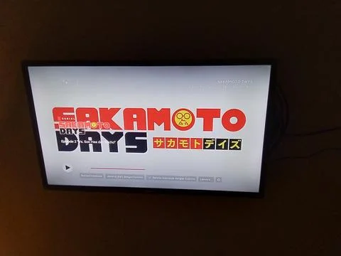 Central Java Indonesia April 27, 2025: watching on tv anime Sakamoto days. Foto stock