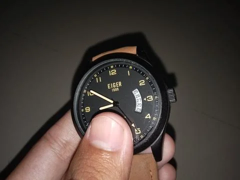 Central Java Indonesia April 30, 2025: holding an Eiger watch. Stock-Fotos