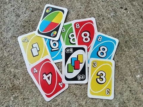 Central Java Indonesia April 7 2024: uno x Oreo card game. Stock-Fotos