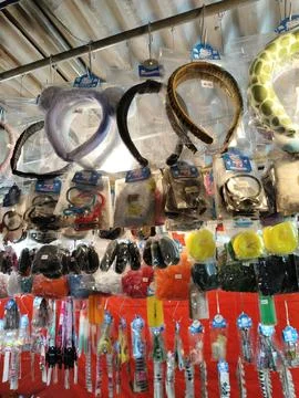 CENTRAL JAVA, INDONESIA - AUG 2, 2026: Close up view of various colorful headban Stock-Fotos